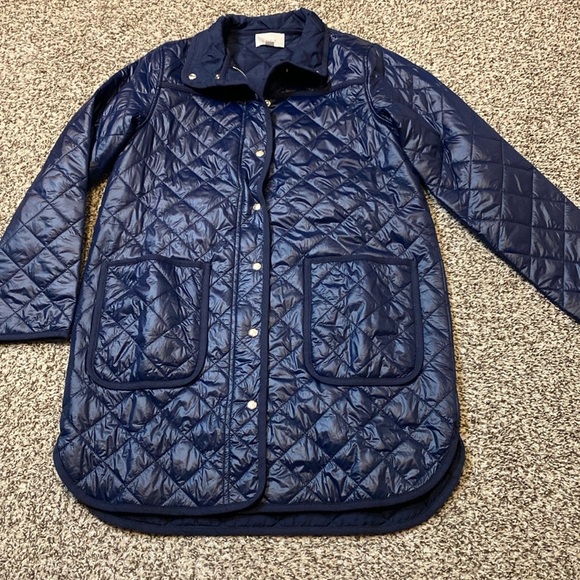LOFT Navy Blue Lightweight Quilted Parka Jacket - Picture 5 of 11